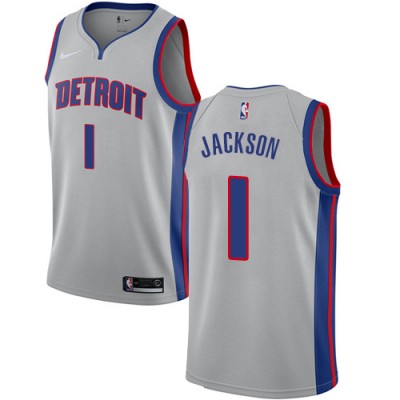 Nike Detroit Pistons #1 Reggie Jackson Silver NBA Swingman Statement Edition Jersey Men's